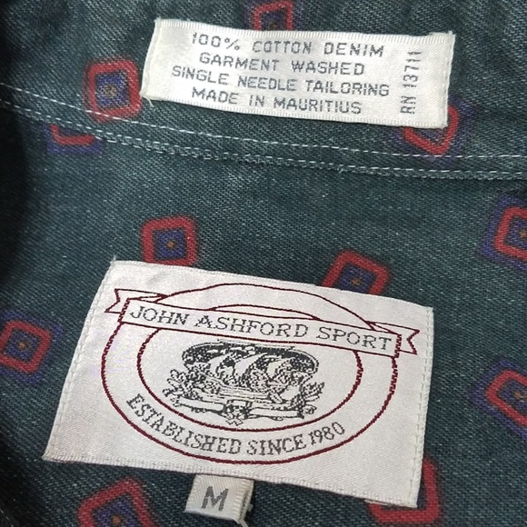 Vintage 90's John Ashford Sport Denim Shirt Medium - Picture 5 of 8